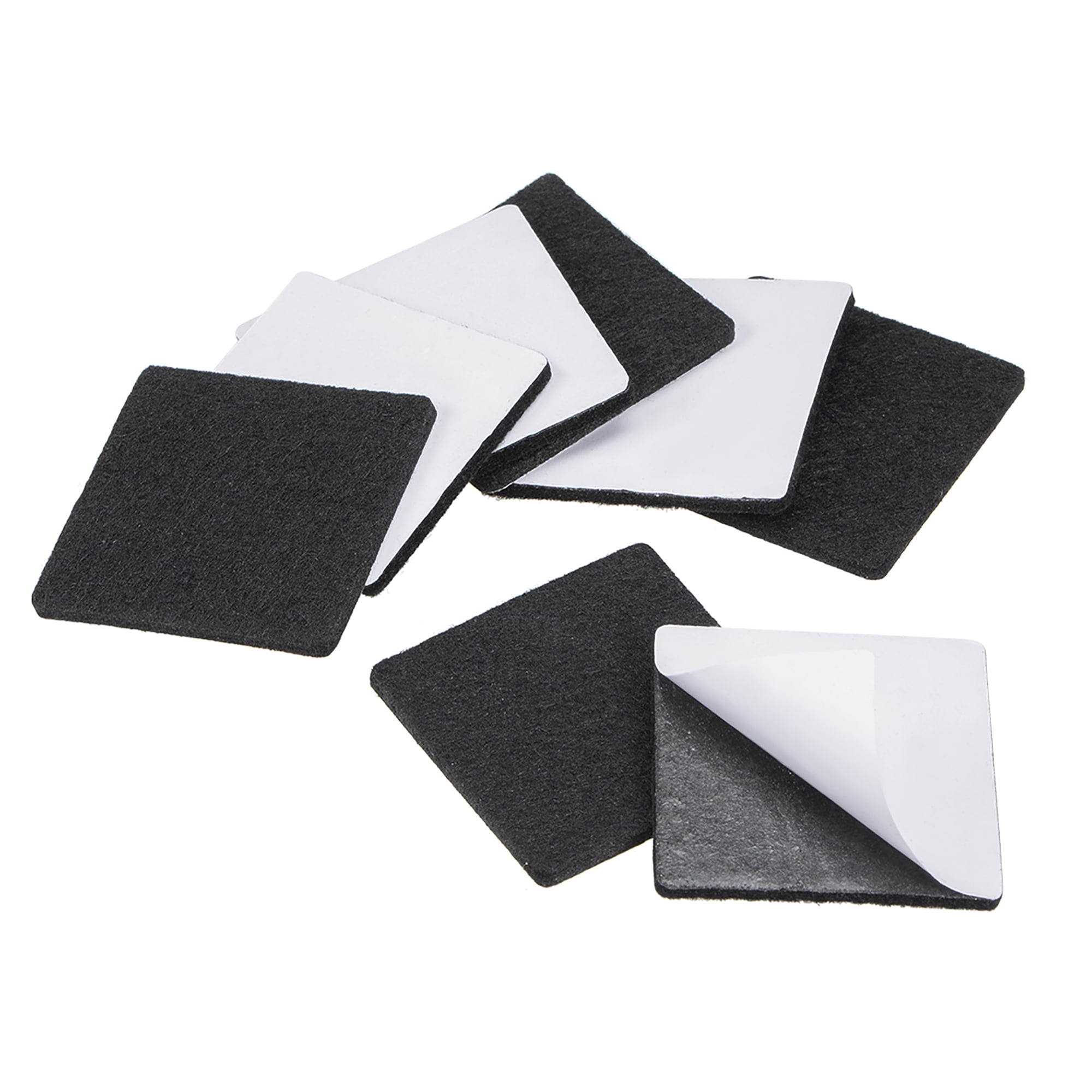 Furniture Pads, Adhesive Felt Pads 50mm x 50mm Square 3mm Thick Black 8Pcs