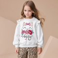 thumbnail image 2 of SONXAHE Toddler Girl's Ruffle Cat Printed Sweatshirt Crewneck Long Sleeve Casual Pullover Daily Sweatshirt,White, 2 of 8