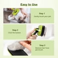 thumbnail image 5 of Self-cleaning pet brush for dogs/cats/rabbits. Gently removes loose fur & undercoat, all hair types. Lightweight ergonomic design with massage tips. Green, 5 of 6