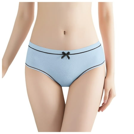 Riforla Womens Underwear Women s Threaded Mid Waist Sexy Cute Plus Size Soaking Wet Air Not Tight Panties Ladies Panties Sky Blue XL
