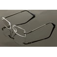 thumbnail image 3 of 3 Pairs Men Full Rimless Reading Glasses Metal Frame- Rectangular Anti Blue Blocker UV Protection Reader with Daimond Cut Clear Lens 2.75, 3 of 4