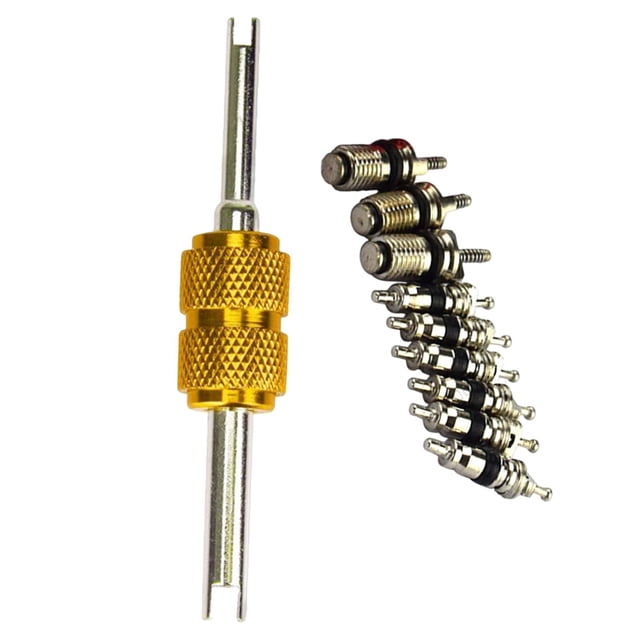 Extractor de núcleo de válvula de doble cabezal, de reparación de herramientas mecánicas, llave dinamométrica, extractor de neumáticos duradero, Dorado Baoblaze Extractor de núcleo de válvula