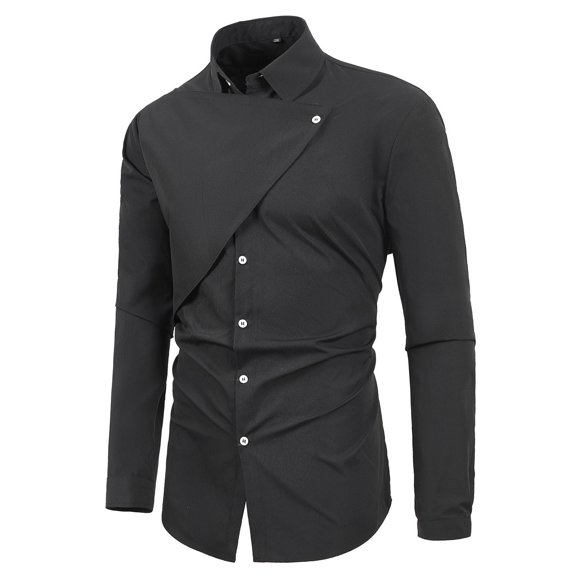 BVOFAR Mens Chinese Style Shirt Slim Fit Long Sleeve Shirts Button Down Muscle Shirt Retro Collar Dress Shirt