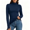 thumbnail image 2 of Chiccall Women's Turtleneck Long Sleeve Base Layer Top, Stretchy Slim Fit Thermal Shirt with Thumb Holes for Fall Winter Layering, 2 of 10