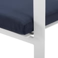 thumbnail image 4 of Contemporary Modern Urban Designer Outdoor Patio Balcony Garden Furniture Side Dining Armchair Chair, Fabric Aluminum, Navy Blue White, 4 of 6