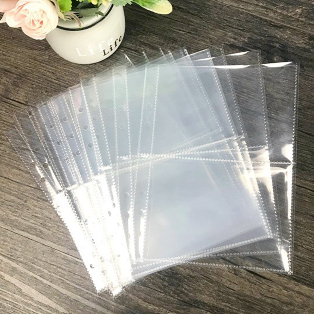 10Pc Clear A5 Binder Pockets 1P/2P/4P Sleeves For Folders Ring Notebook Photo