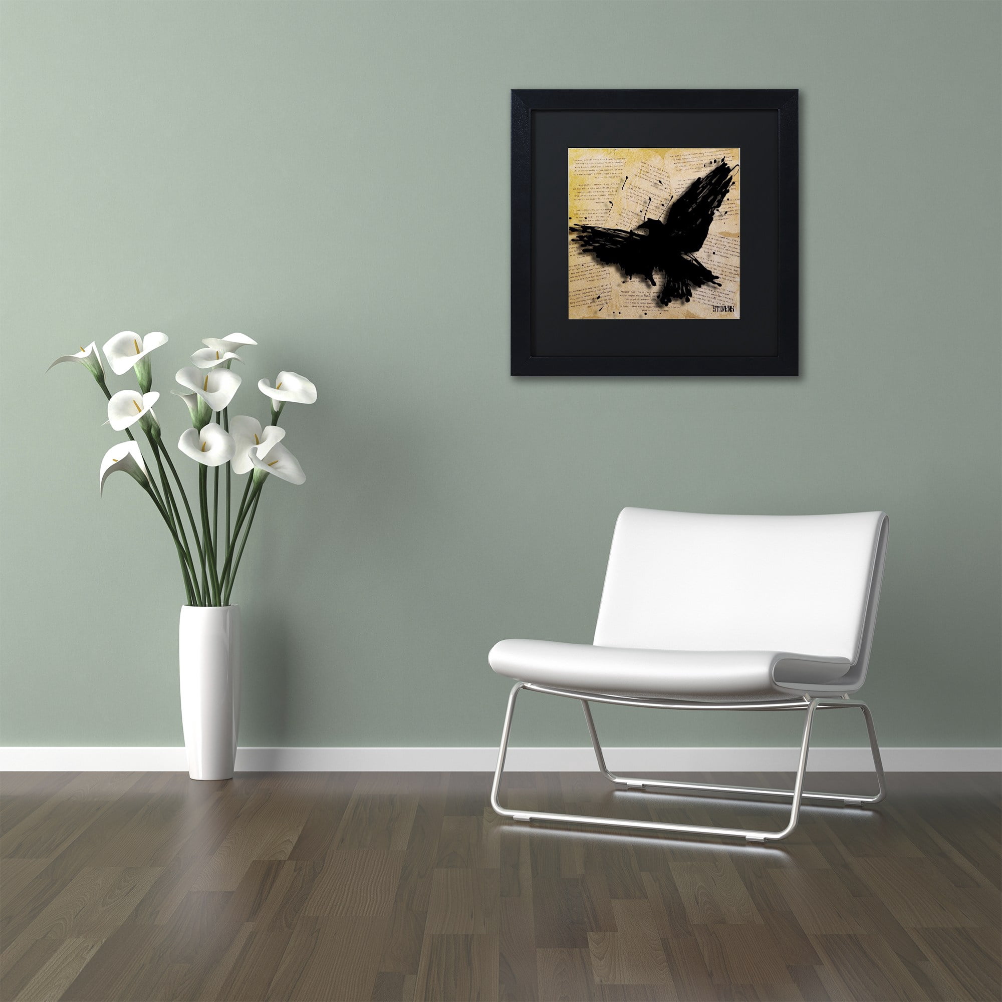 Trademark Fine Art "The Raven 2" Canvas Art by Roderick Stevens, Black Matte, Black Frame