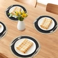 thumbnail image 2 of REGALWOVEN Rustic Placemats 6 Pack Round Woven Placemats for Dining Table Decor Indoor Outdoor Washable Kitchen Table Mat Wipe Clean Black 15x15inch, 2 of 6