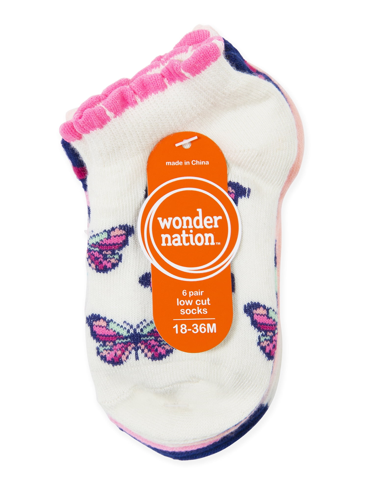 Wonder Nation Toddler Girl No Show Socks, 18-Pack, Sizes 18M-5T