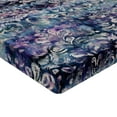 thumbnail image 4 of Ambesonne Boho Art Fitted Sheet, Jumble Boho Bloom Grunge, Full Size, Purple Dark Blue and Ivory, 4 of 5