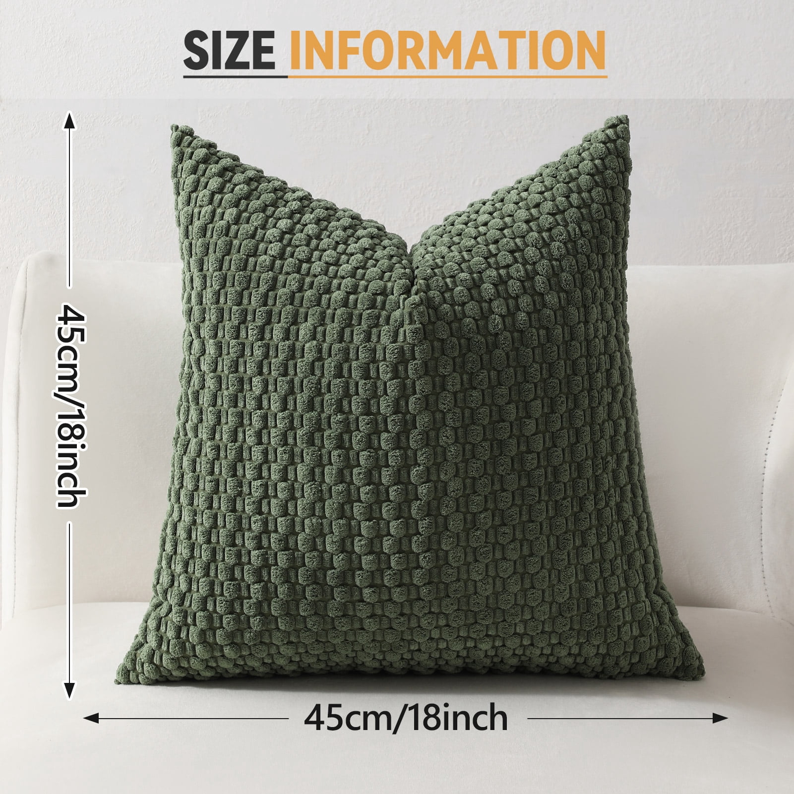 HonorHut Decorative Throw Pillow Covers 18x18 Inch Soft Corduroy Pillowcases Modern Boho Stripe Pillow Covers 4 Piece Set Fresh Green