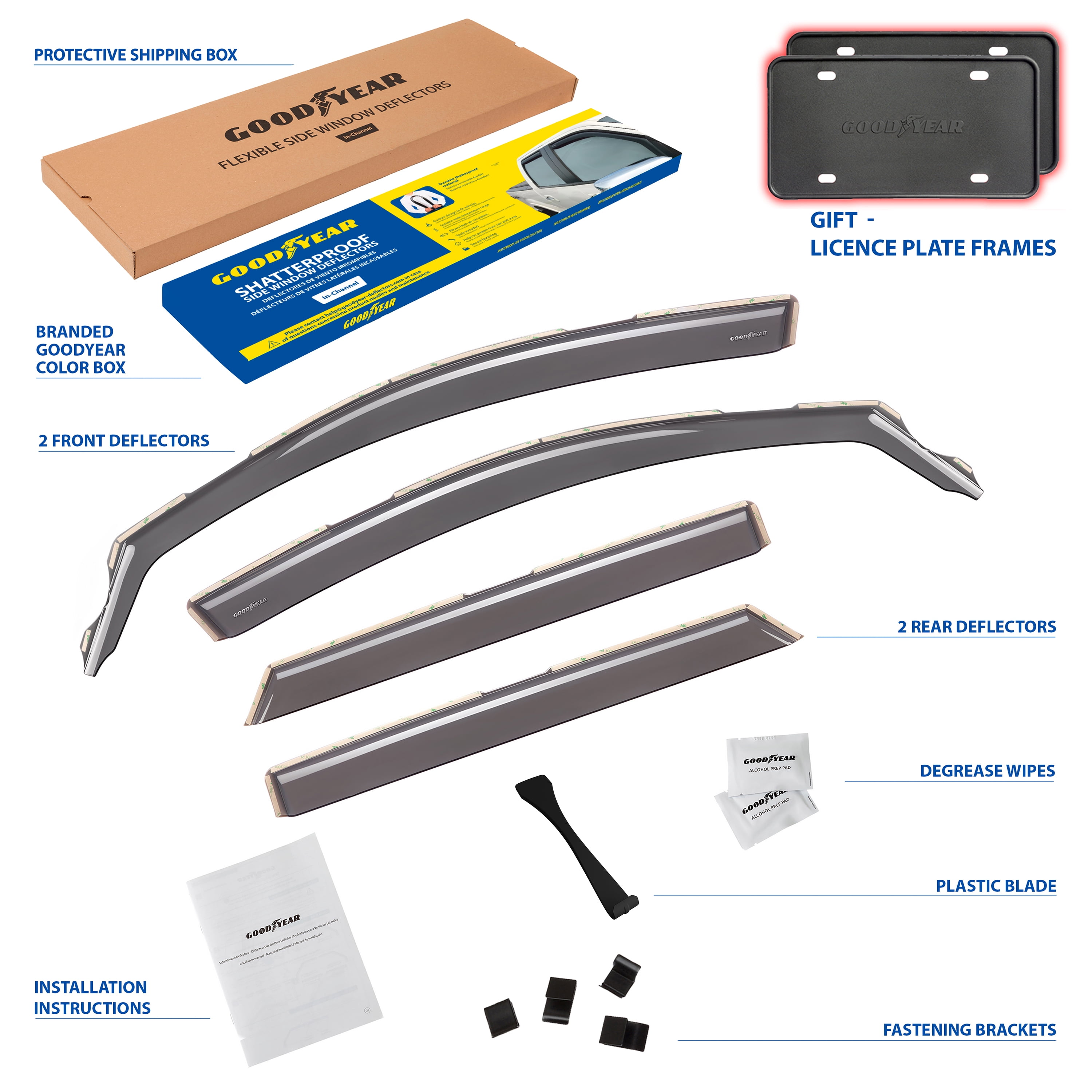 Goodyear Shatterproof In-Channel Window Deflectors for Hyundai Tucson 2016-2021, Rain Guards, Window Visors for Cars, Vent Deflector, Car Accessories, 4 pcs - GY007963
