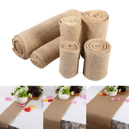 

Natural Burlap Table Runner Wedding Birthday Party Festival Tablecloth Decor Silver Burlap