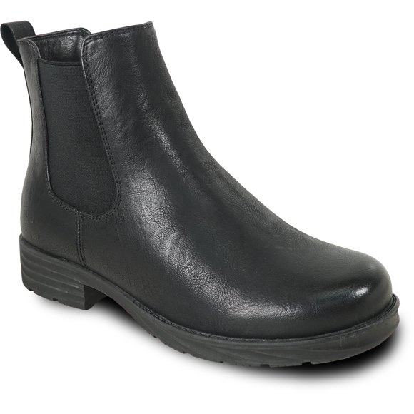 kozi Canada Women Waterproof Ankle Winter Casual Chelsea Bootie LINDSAY Fur Boot with Double Gore Black