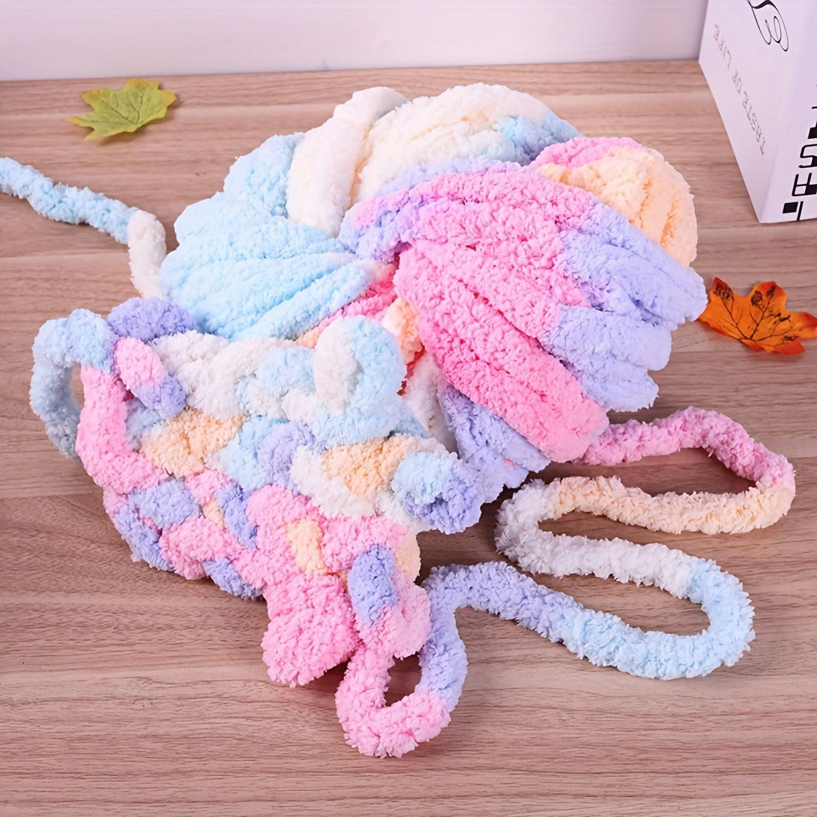 Buy 1 Get 1 Free, total of 2 Pcs Giant Super Soft Chunky Chenille Yarn - Bulky Polyester for Cozy Blankets, Home Decor Projects, and Knitting - Fluffy, Vibrant, and Easy to Work With, 250g per Piece
