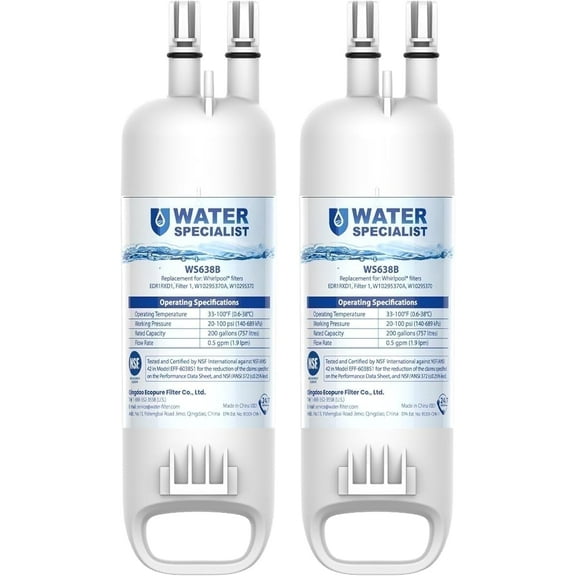 Waterspecialist EDR1RX D1 Refrigerator Water Filters, 2 Count