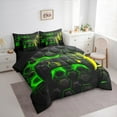 thumbnail image 2 of Erosebridal Teens Gaming Bed in a Bag Twin size, Green Honeycomb Bed Set, Geometric Reversible Bedding Twin Size, Ultra Soft Bedroom Decoration, 7 Pieces, 2 of 5
