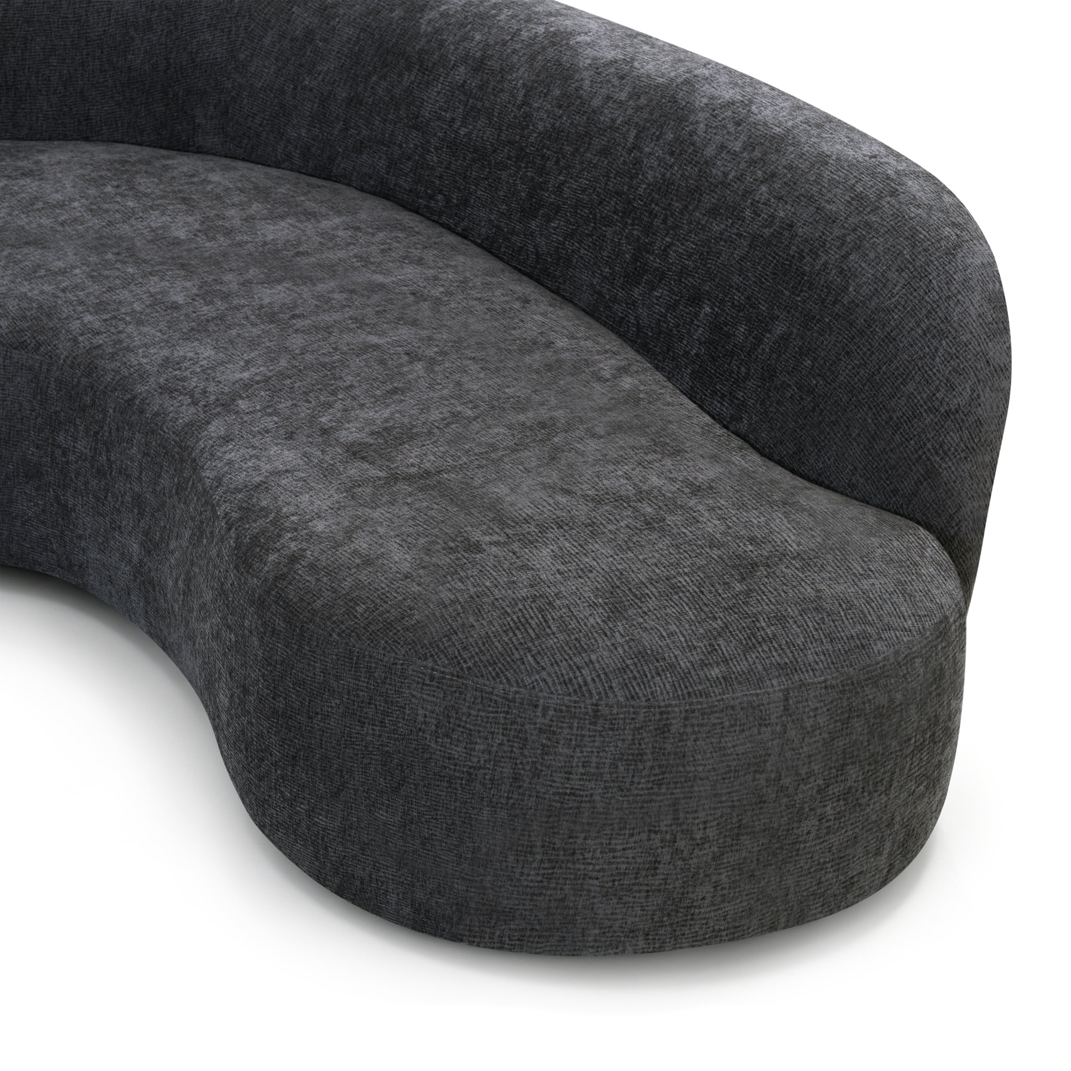 Christopher Knight Home 128" Modern Curved L-Shaped Chenille Sectional Sofa with Chaise, Charcoal Gray
