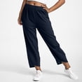 thumbnail image 7 of Pants For Women Loose Fit Straight Summer High Elastic Waist Solid Color Outdoor Wear Cropped With Pockets Casual Trousers, 7 of 7