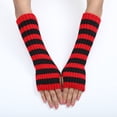 thumbnail image 4 of Gants Chauds Sans Doigts Convertibles Mitaines Mode Fleurs Hiver Design Texturé Confortable, 4 of 6