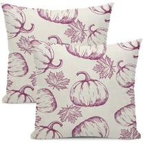 Fall Decor Pillow Covers 18x18 Set Of 2 Autumn purple Pumpkin Maple Leaves Throw Pillow Covers Outdoor Fall Thanksgiving Decorations For Home Fall Decorative Linen Cushion Covers For Home Sofa