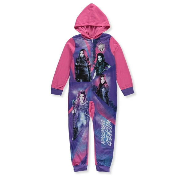 Disney Descendants Girls' Wicked Showdown Hooded 1-Piece Pajamas (Little Girls)