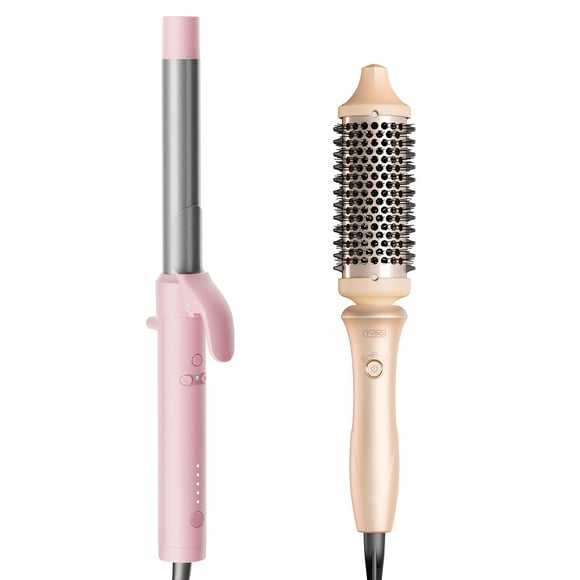 Rotating Curling Iron for Beach Waves + TYMO Thermal Brush