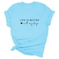 thumbnail image 3 of Women T Shirt Life Is Better With My Boys Letter Printed Boy Mama Shirts Cute Graphic Tees Casual Short Sleeve Tops Womens Workout Top Womens Tee Shirts Loose Fit Shirt Juniors Shirts for Women Womens, 3 of 4