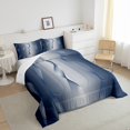 thumbnail image 3 of Erosebridal Gradient Pastel Blue and White Comforter Set Full,Silver Foil Print Wave Striped Quilt Ombre Bedding Set,Abstract Art Room Decor Aesthetic, 3 of 5
