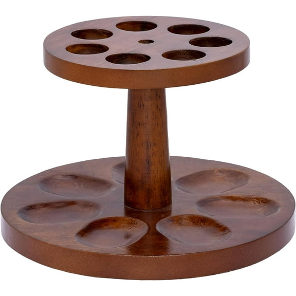 G3C1064LThe Big Easy Tobacco Accessories Round Pipe Stand, Walnut Finish, Simple, Elegant, Functional, Fits 7 Pipes