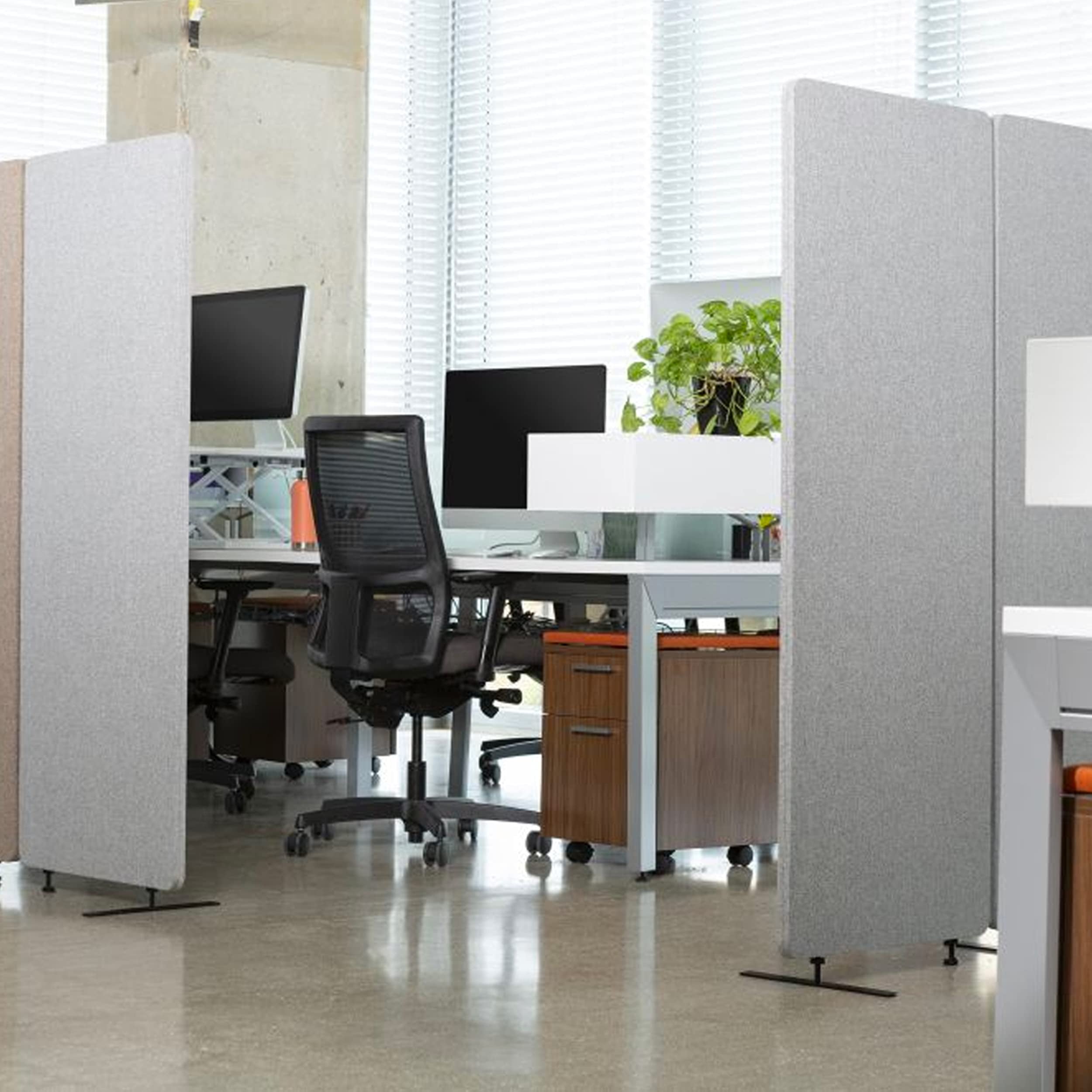 Stand Up Desk Store ReFocus Freestanding Noise Reducing Acoustic Room Wall Divider Office Partition (Cool Grey, 72"  x 66" , Zippered 3-Pack)