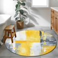 thumbnail image 4 of Gray Yellow Abstract Round Area&nbsp;Rug 4ft Watercolor Graffiti Non-Slip&nbsp;Washable Circle Rugs Soft Felt Indoor Floor Mat for Bedroom Kitchen Living Room Bathroom, 4 of 9