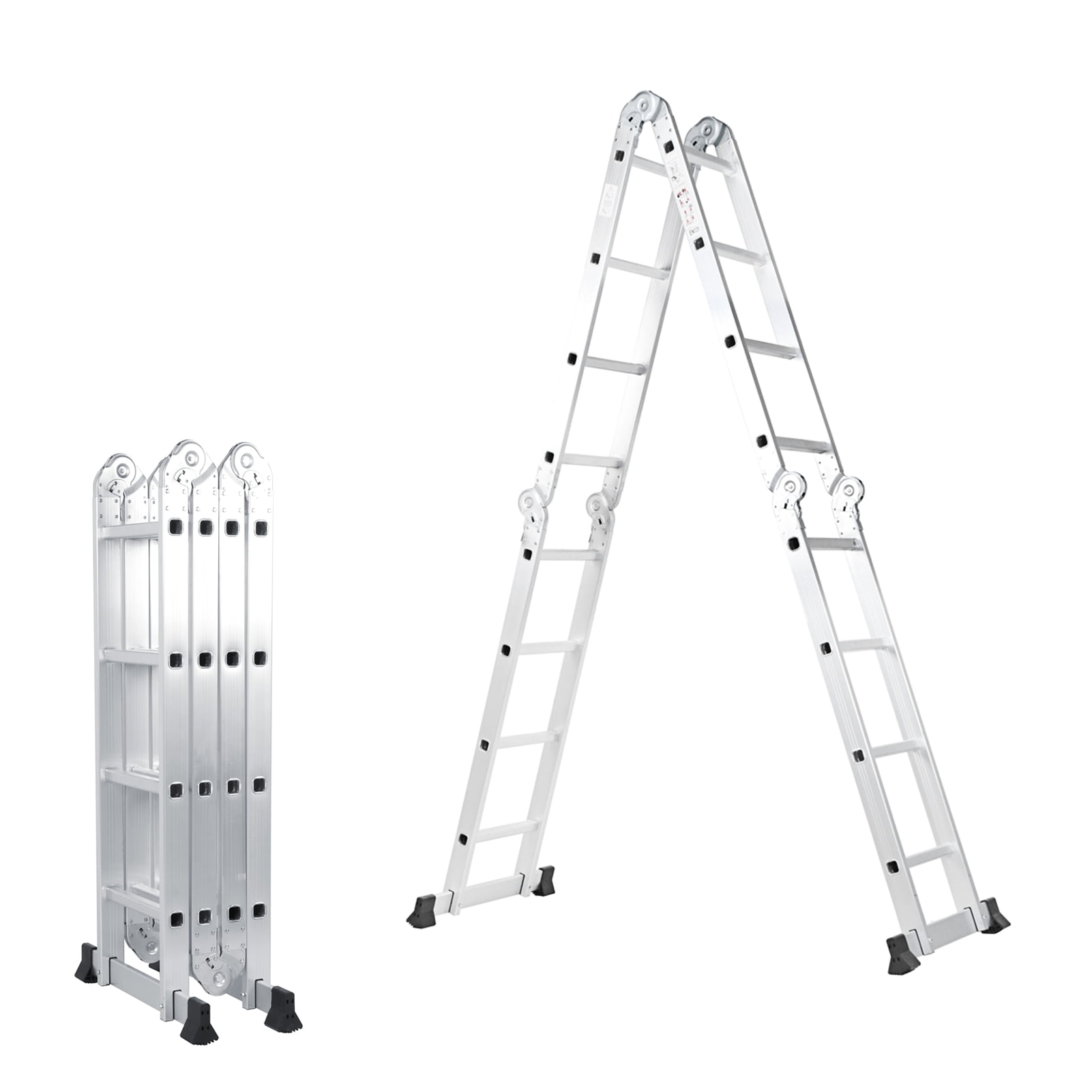 15.5FT Aluminum Multipurpose Ladder Telescoping Folding Extension Platform Black 
