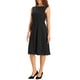 thumbnail image 4 of Vestido de trabajo con cintura ajustable INSPIRE CHIC para mujer, vestido midi sin mangas de cuello barco, color negro, 4 of 6