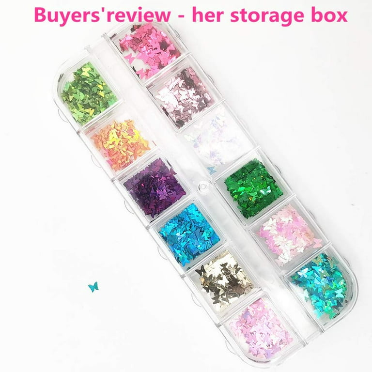 3Pack Nail Art Tool Jewelry Storage Box, 12 Compartments Plastic Rhinestone  Organizer Container Case, Display Containers