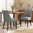 thumbnail image 2 of Upholstered Dining Chair Wood Mid Century Side Chair for Kitchen Desk, Dining Room and Restaurant, Set of 2, Light Gray, 2 of 10