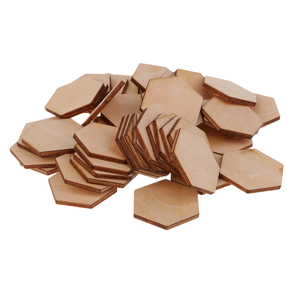 50-200X Hexagon Shaped Wood Cut Embellishment for DIY Jewelry scrapbook craft