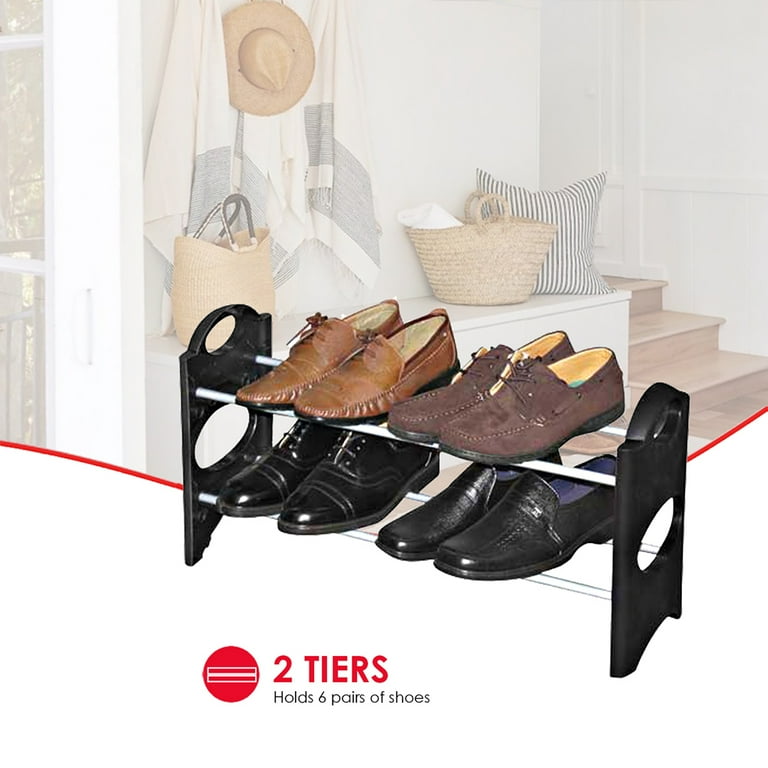 Home Basics 6 Pair Shoe Rack Black Walmart