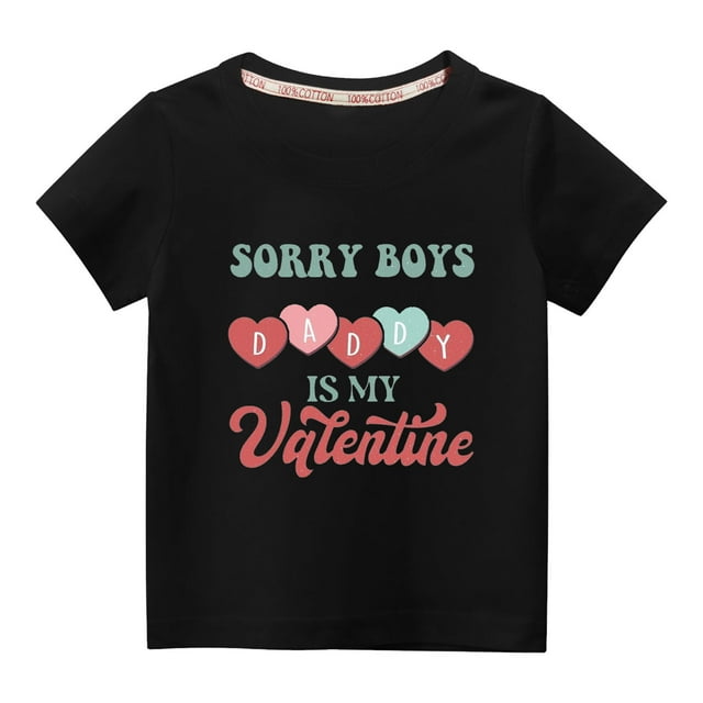 Pisexur Mode Mignon pour Tout-Petits Garçons Filles Couleur Unie Col Rond Saint-Valentin Imprimé Cœur Manches Courtes