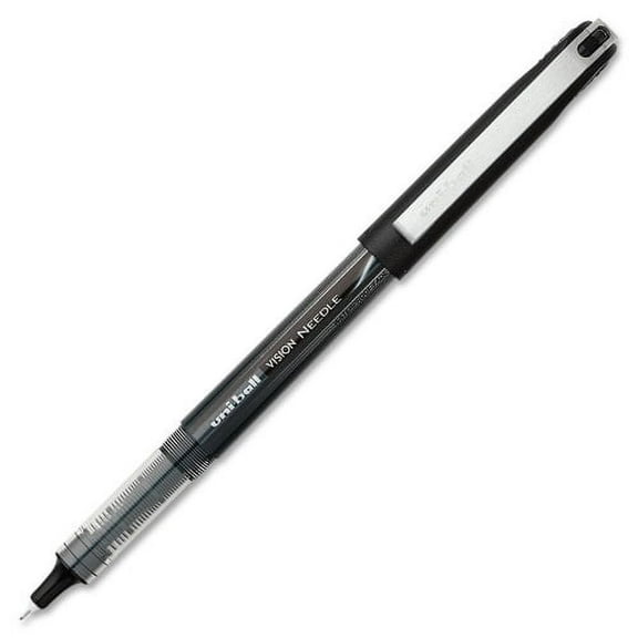 uni-ball Vision Needle Rollerball Pens Micro Pen Point - 0.5 mm Pen Point Size - Black - 12 / Dozen