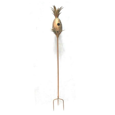 

67.25 in. Tall Pineapple Shaped Copper Finish Birdhouse Stake
