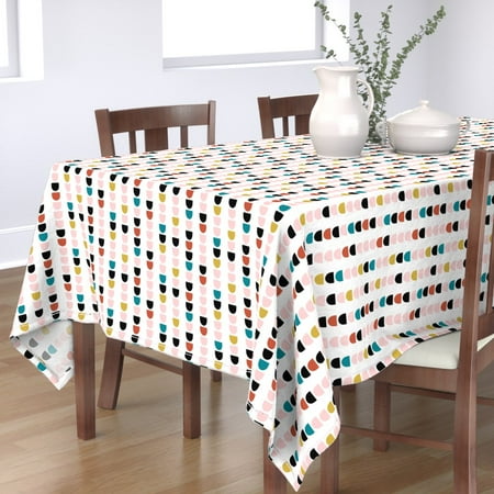 

Cotton Sateen Tablecloth 70 x 120 - Mod Scallop White Drops Cirlces Scallops Geometry Print Custom Table Linens by Spoonflower