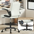 thumbnail image 5 of HYSpacerX 500 LBS Big & Tall Ergonomic High Back Leather Office Chair, Adjustable Height Flip-Up Armrest Executive Computer Chair for Standing & Counter Height Desk, White, 5 of 7