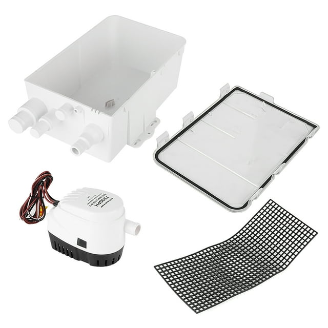 Shower Pump System, Easy To Install Bilge Drain Box With Removable Mesh Filter For Marine Boat 12V