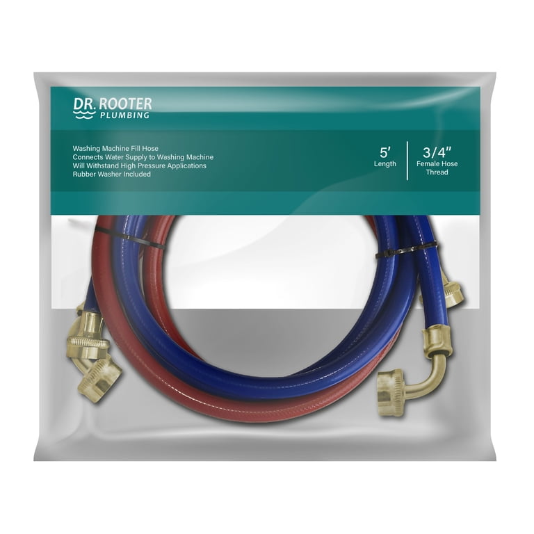 Dr. Rooter 5 ft Hot and Cold Water Supply Hoses 2 pc for Washing Machine -  Walmart.com