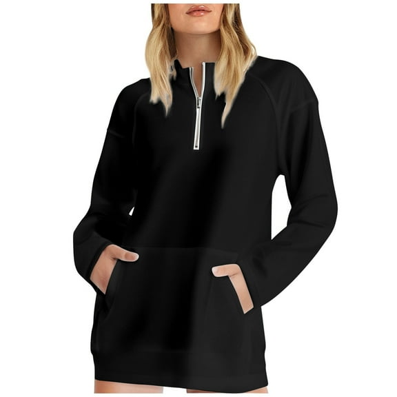 EDFBUYKRS Female Long Sleeve Sweatshirt Women's After Class 1/2 Zip Sweatshirt Size S