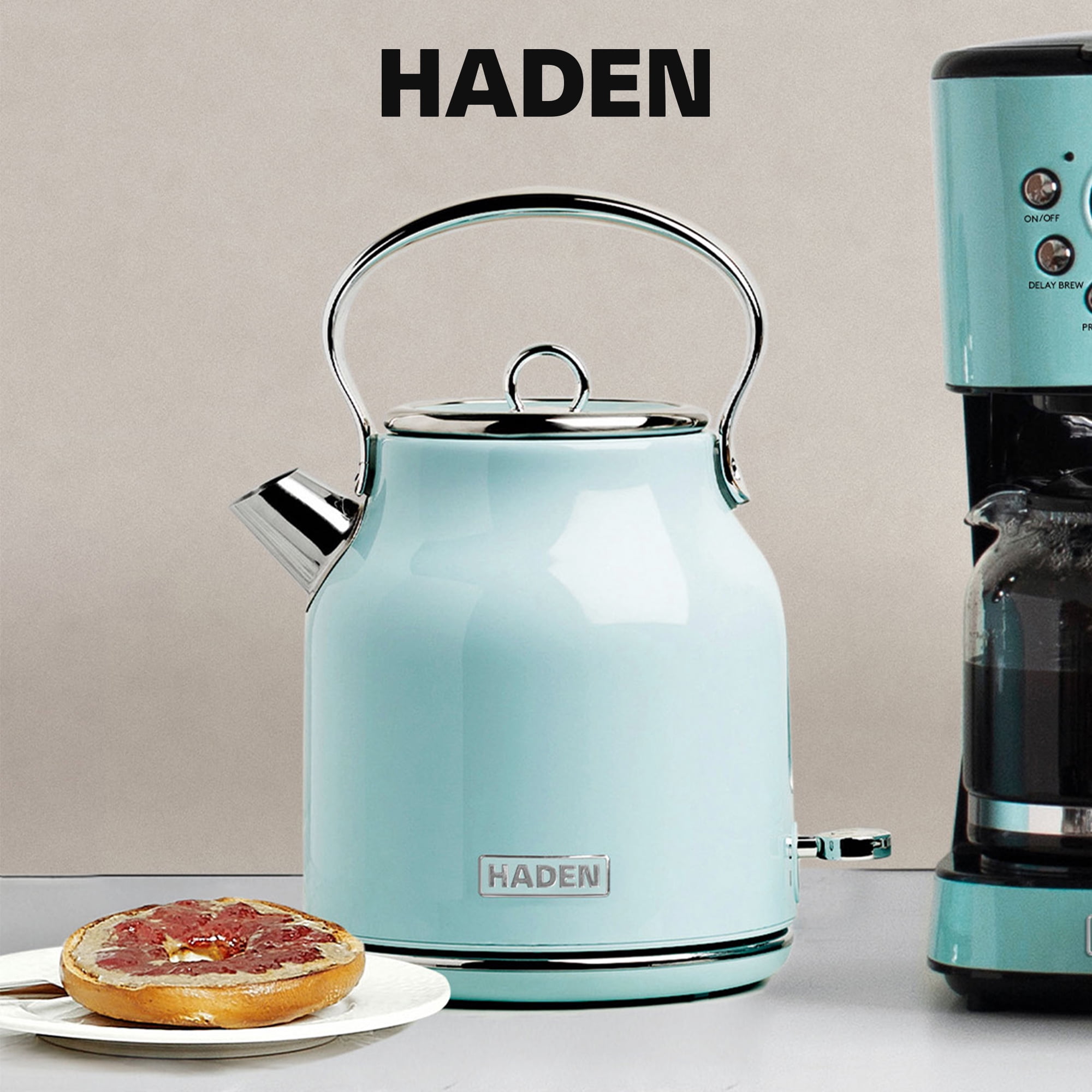 Haden Heritage 1.7 Liter Stainless Steel Electric Tea Kettle, Turquoise - 75004