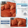 thumbnail image 5 of Tabaray 56.3" Convertible Sectional Sofa w Extra Deep Seats, Modern Corduroy Single Sofa Couch w 2 Toss Pillows & Ottoman, Modular Upholstered Sleeper Daybed for Living Room Apartment Office (Orange), 5 of 7