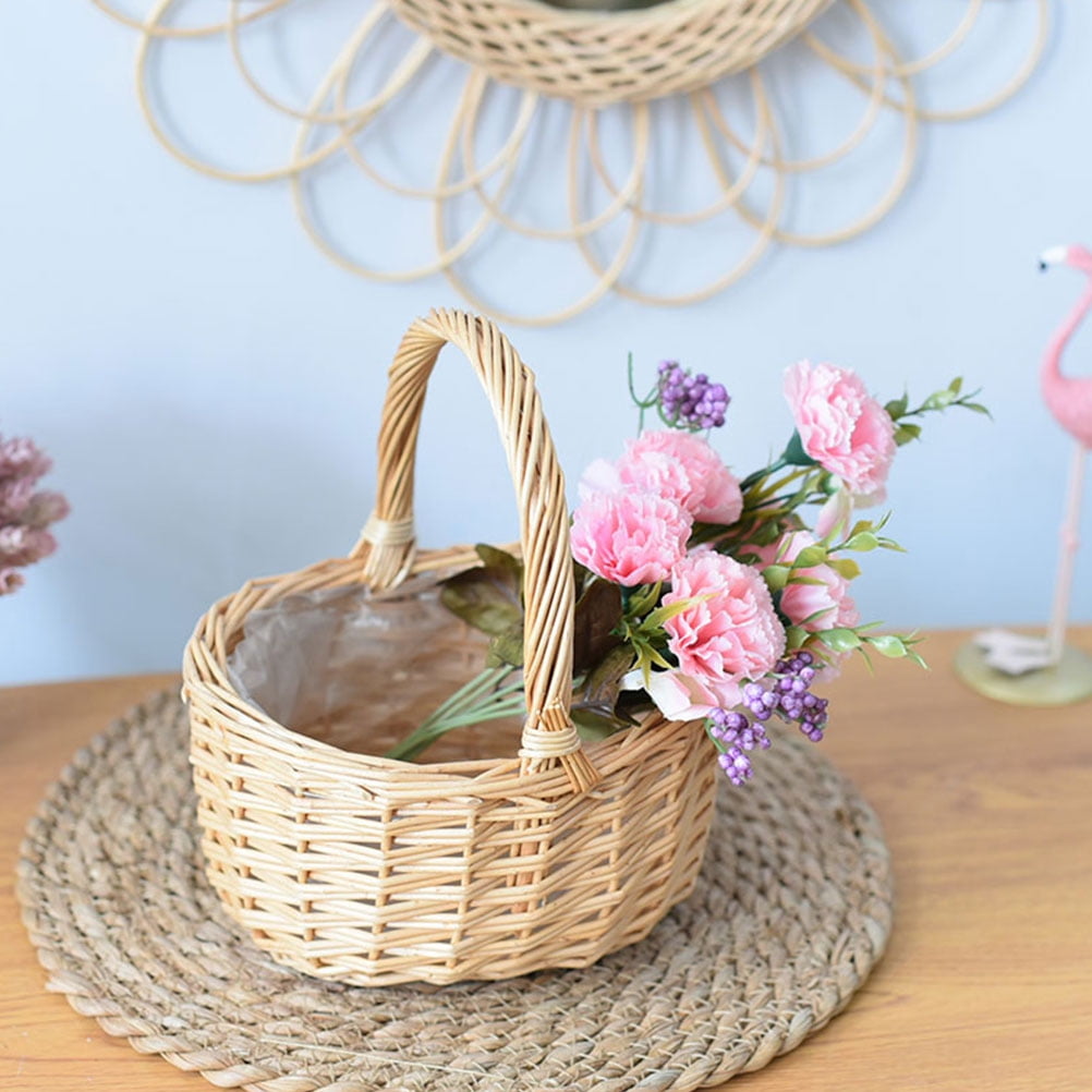 WEAVILUX multi-function picking basket Woven Basket Rattan present Home Owners Easter Celebration 1Pcs