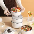 thumbnail image 4 of Bento Lunch Box Japanese Multilayer Stainless Steel Bento Box Food Container Storage Portable Thermos Food Jar Kid Bento Box White-3, 4 of 6